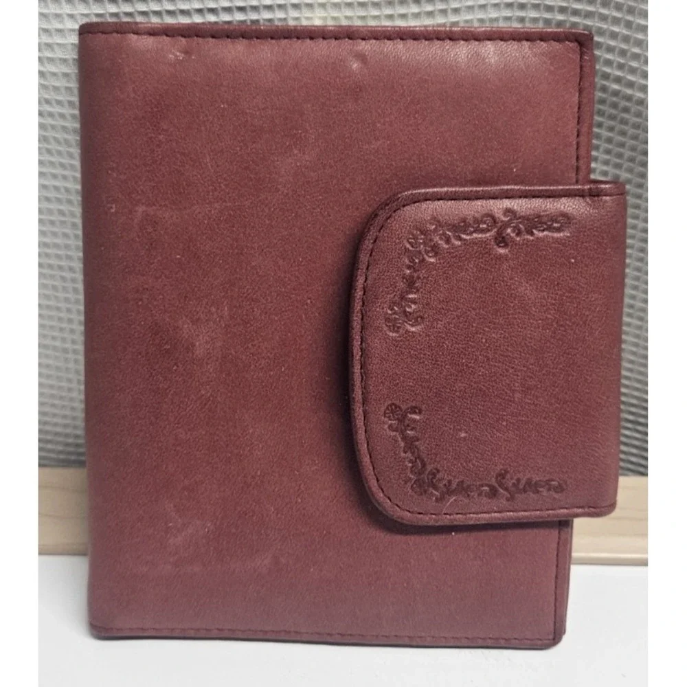 Vtg Buxton burgundy cowhide leather kiss lock cardex wallet